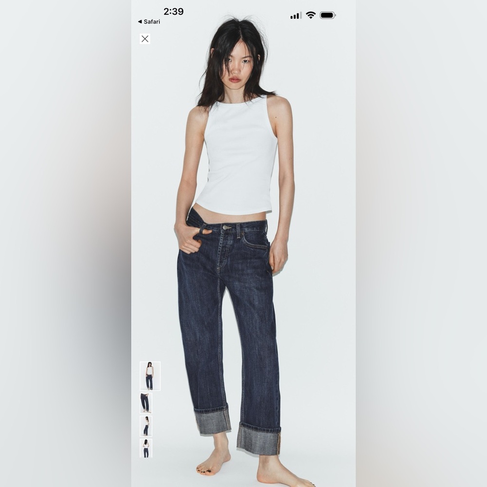 Zara Dark Indigo Mid-Rise Straight Leg Jeans